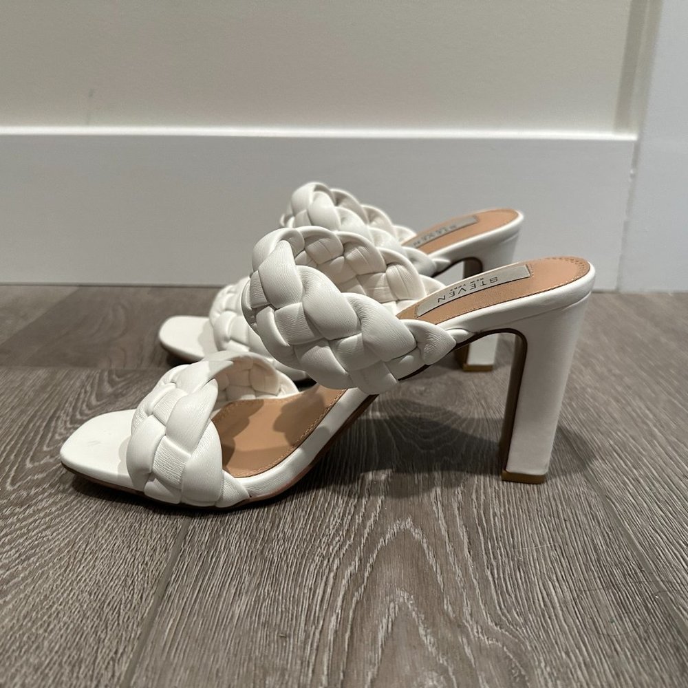 Steven New York Jeanie Braided Mule - White, Size 8